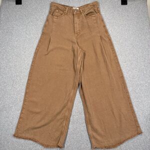 We the Free Old West Slouchy Wide Leg Pant Womens 31 (31 x 28) Tan Raw Hem Boho